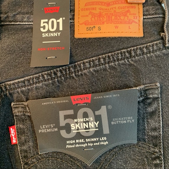 Levi’s Premium 501 Skinny Black Distressed Jeans - Picture 13 of 13